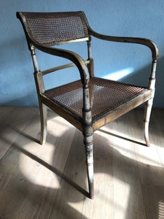 Gillows of Lancaster George 3rd Painted and Parcel Gilt Arm Chair