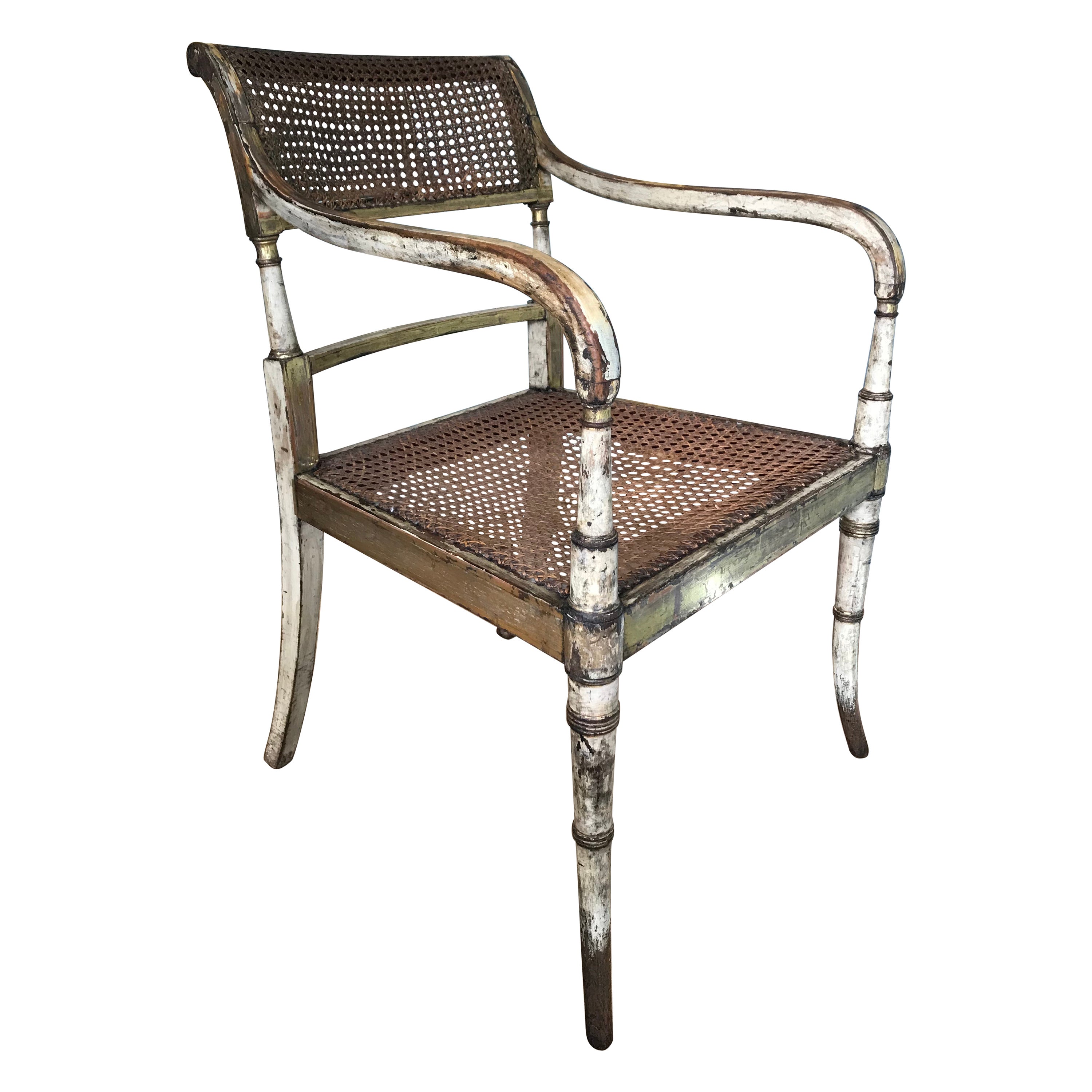 Gillows of Lancaster George 3rd, bemalter und teilweise vergoldeter Sessel im Angebot