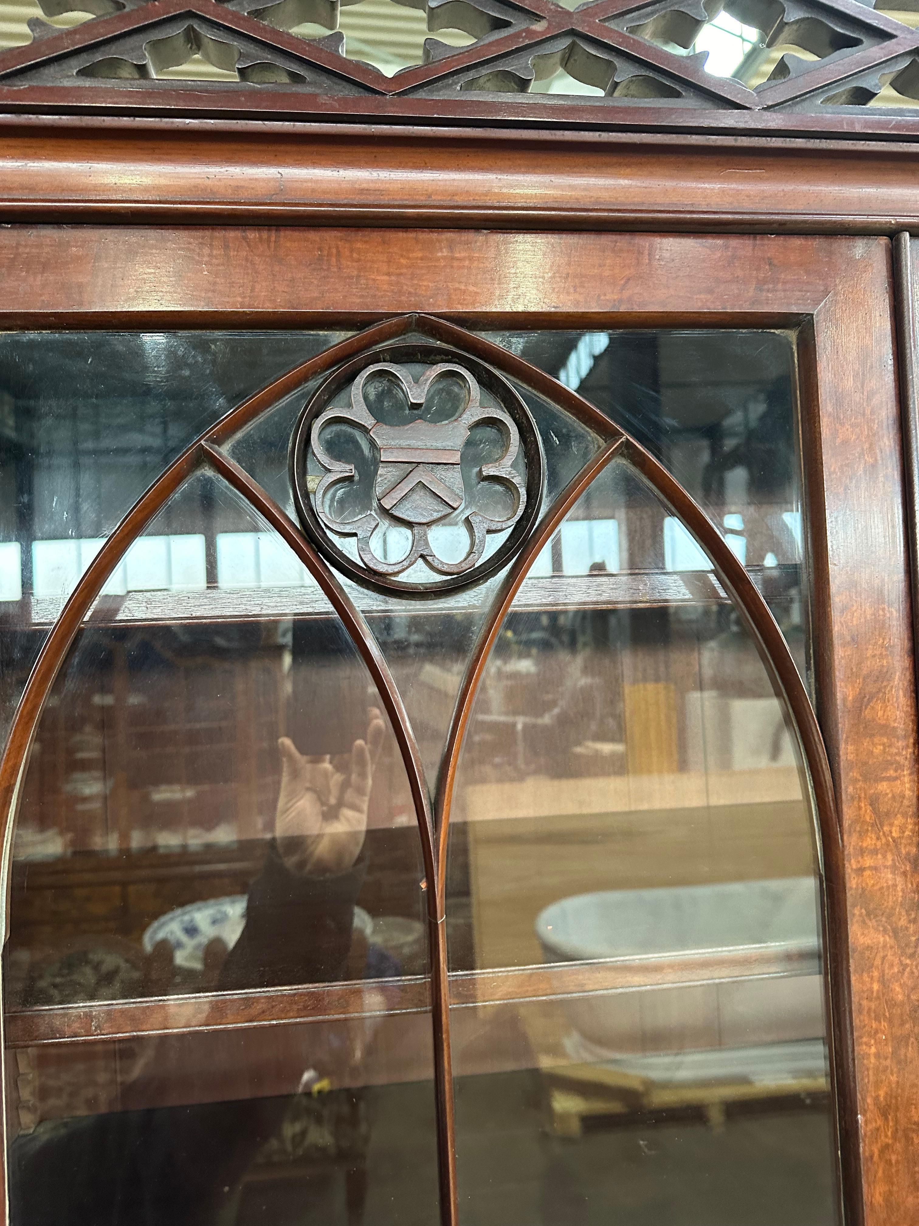 Hand-Carved Gillows Of Lancaster Gothic Revival Bookcase For Sale