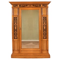 Antique Gillows of Lancaster marquetry inlaid oak wardrobe