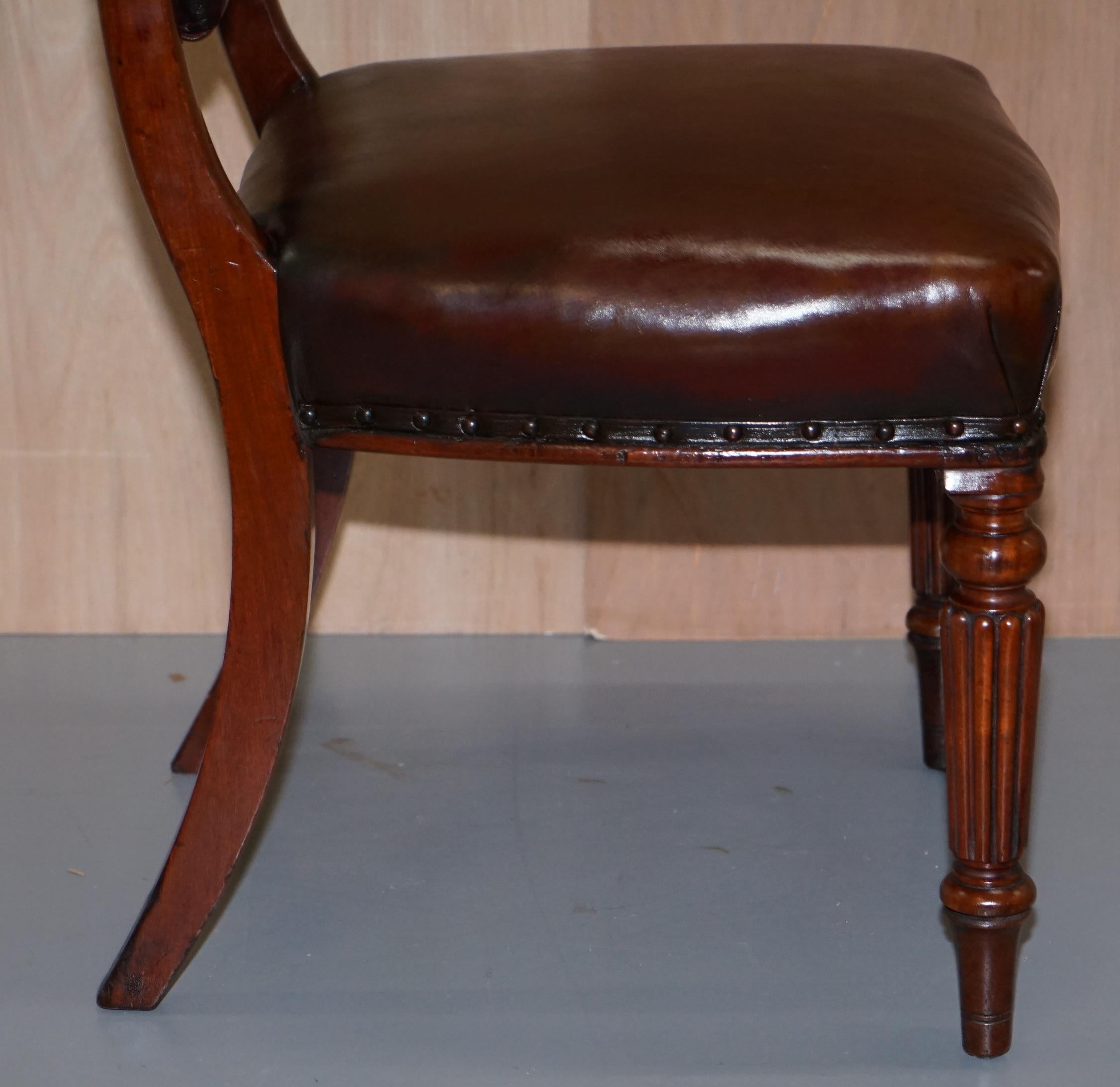 Gillows of Lancaster Regency Chair Fully Restored Brown Chesterfield Leather 6