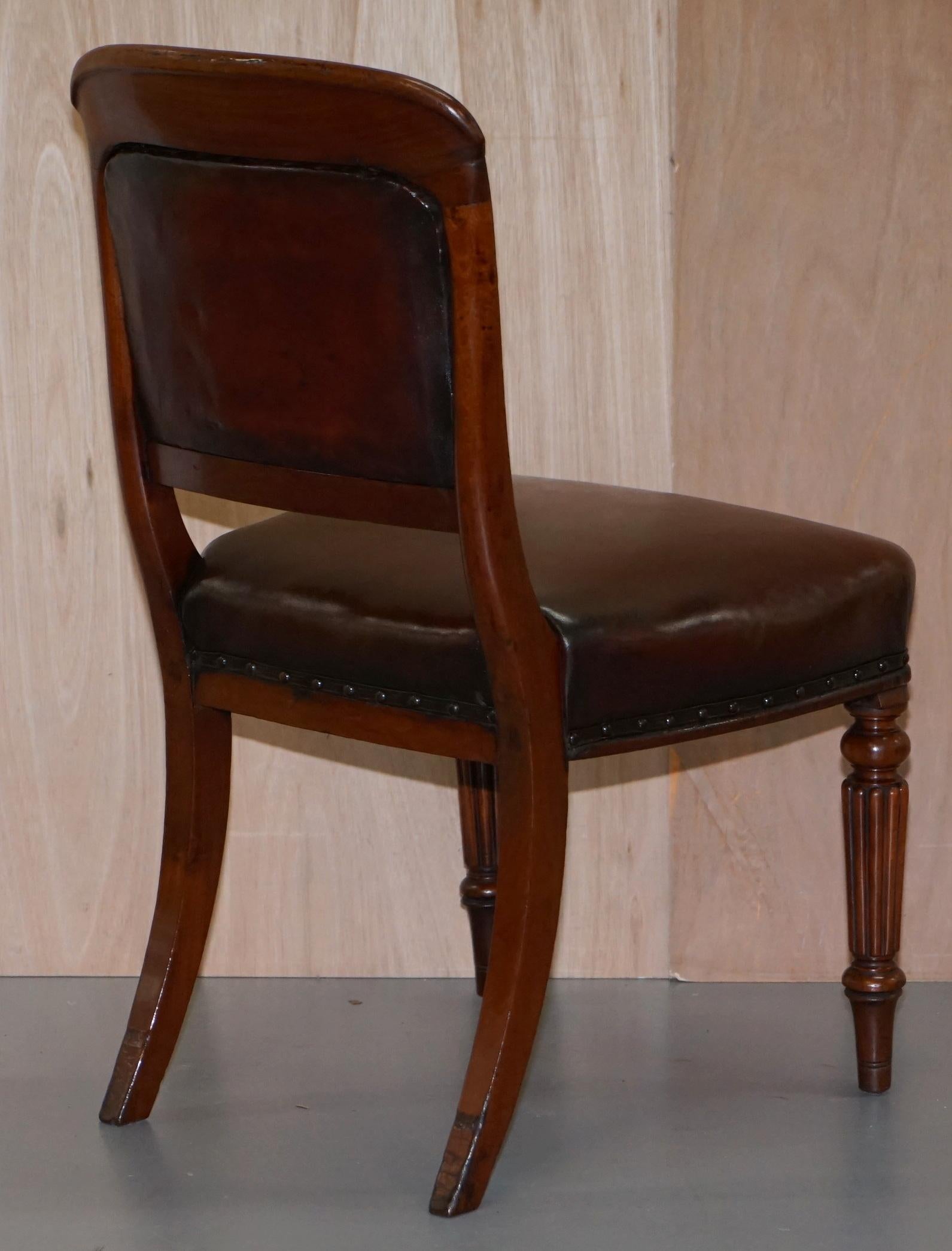 Gillows of Lancaster Regency Chair Fully Restored Brown Chesterfield Leather 7
