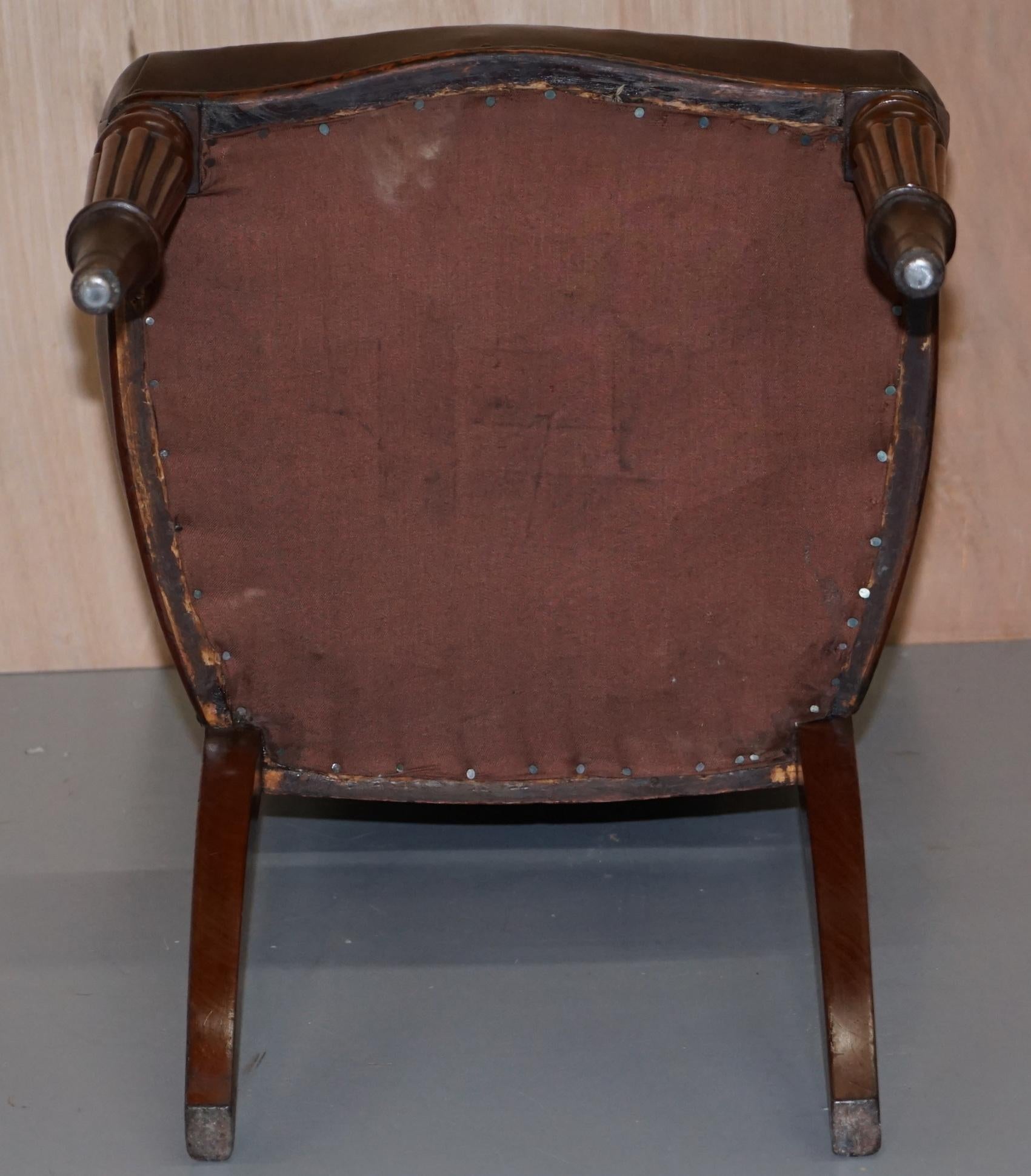Gillows of Lancaster Regency Chair Fully Restored Brown Chesterfield Leather 12