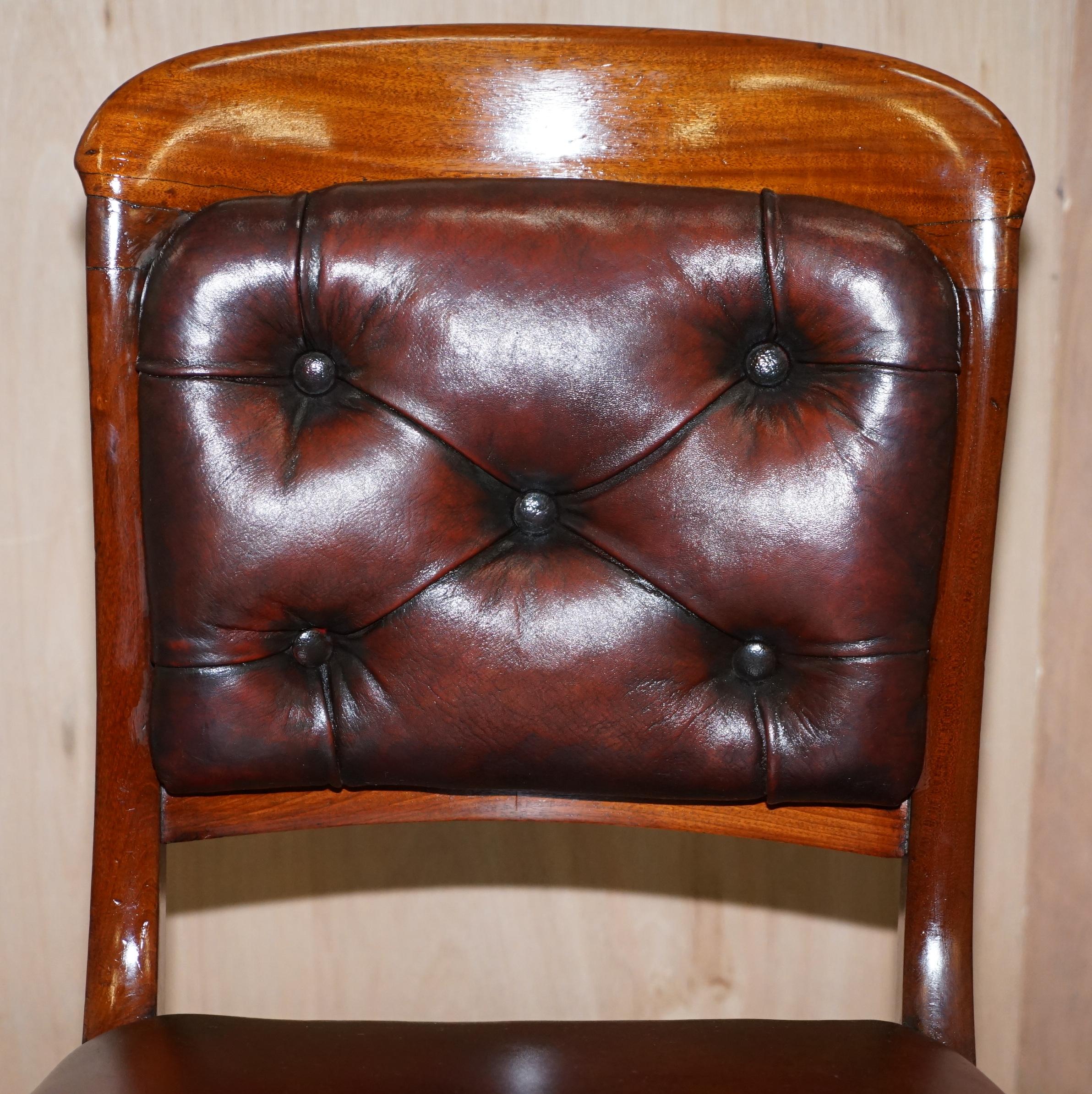 Hand-Crafted Gillows of Lancaster Regency Chair Fully Restored Brown Chesterfield Leather