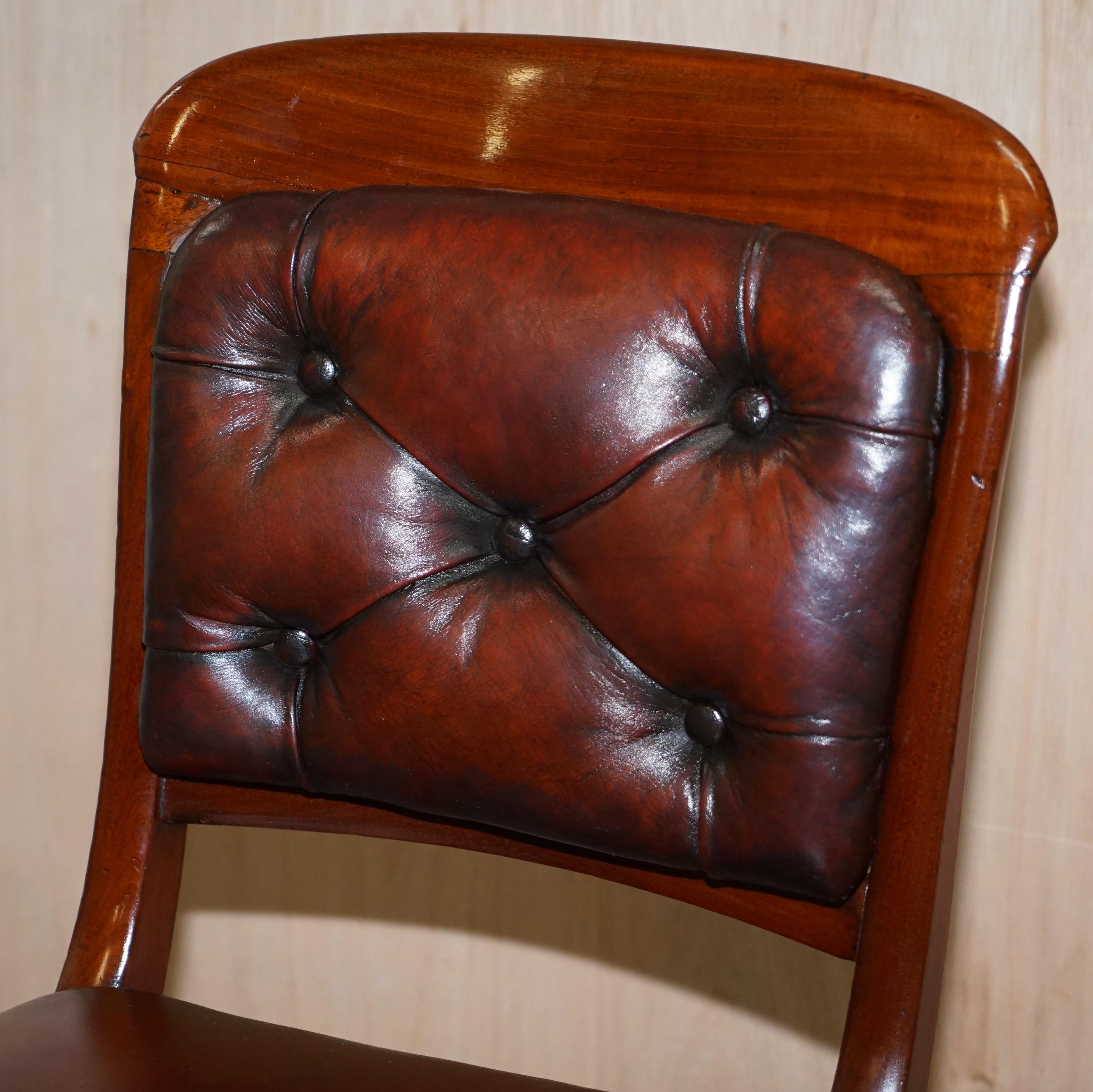 Gillows of Lancaster Regency Chair Fully Restored Brown Chesterfield Leather In Good Condition In West Sussex, Pulborough