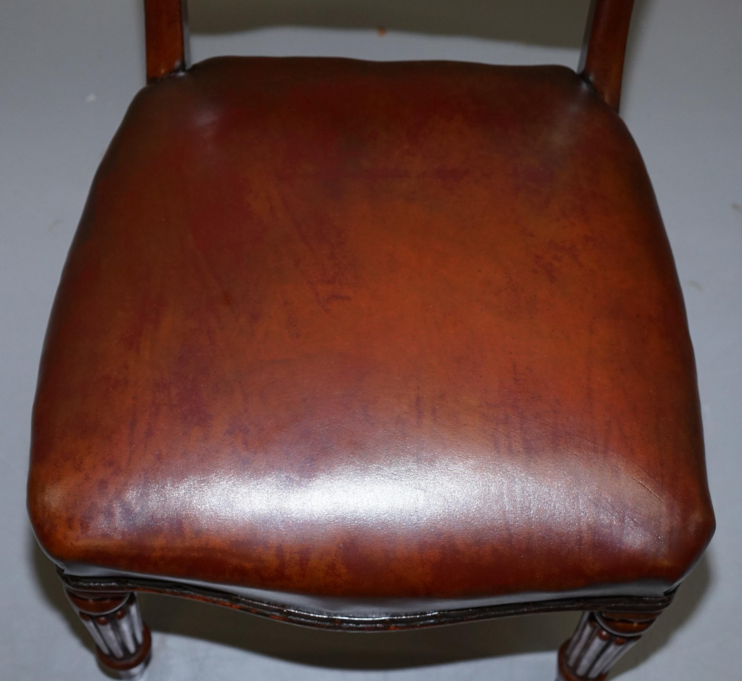 Gillows of Lancaster Regency Chair Fully Restored Brown Chesterfield Leather 1