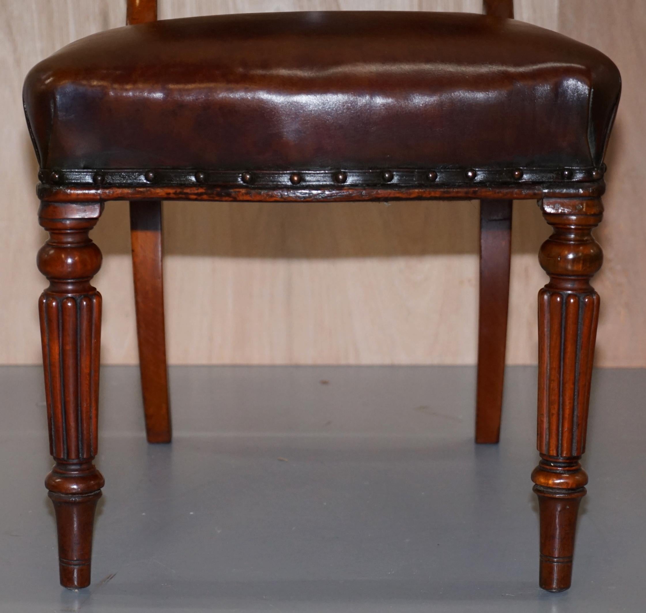 Gillows of Lancaster Regency Chair Fully Restored Brown Chesterfield Leather 2