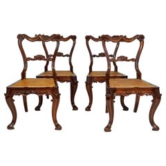 Gillows of Lancaster Regency Rococo Revival Rosewood Caned Seat Side Chairs