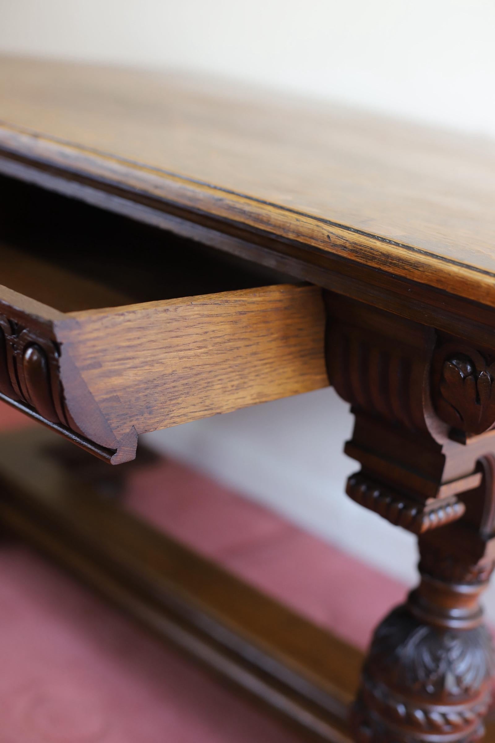 Gillows Of Lancaster Superb  Victorian Carved Oak Library Table For Sale 2