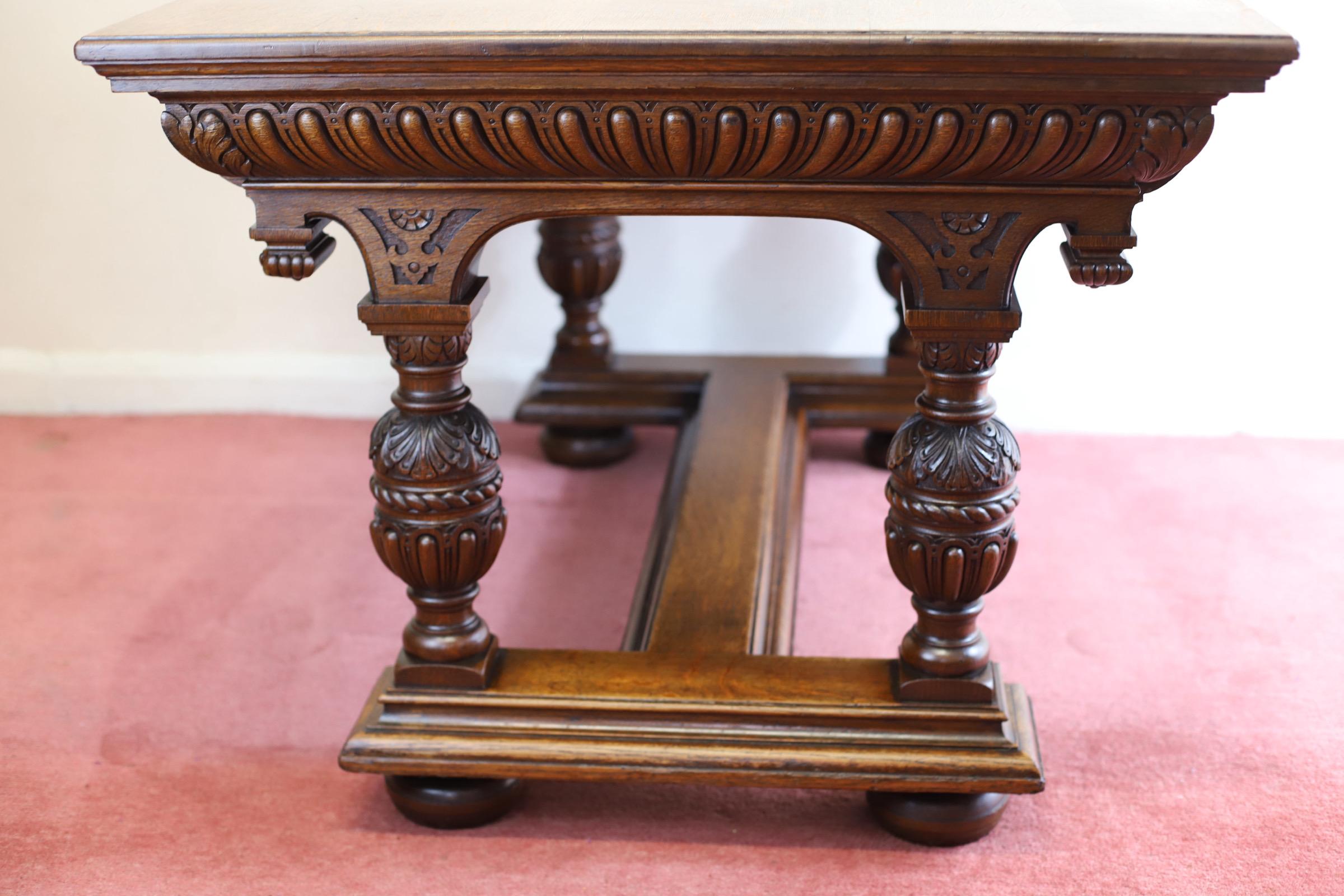 Gillows Of Lancaster Superb  Victorian Carved Oak Library Table For Sale 7