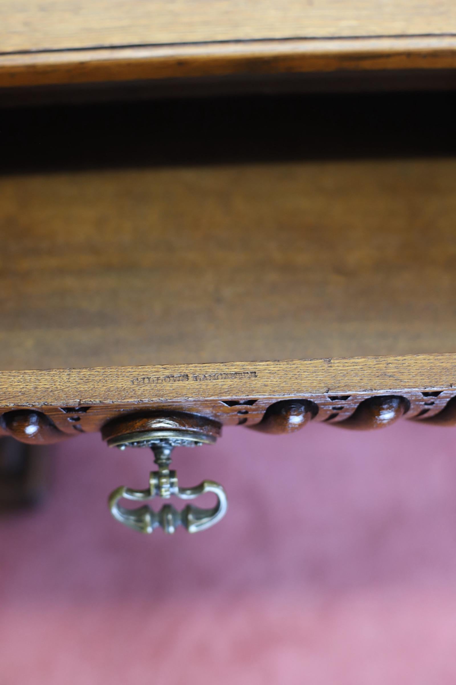 Gillows Of Lancaster Superb  Victorian Carved Oak Library Table For Sale 12