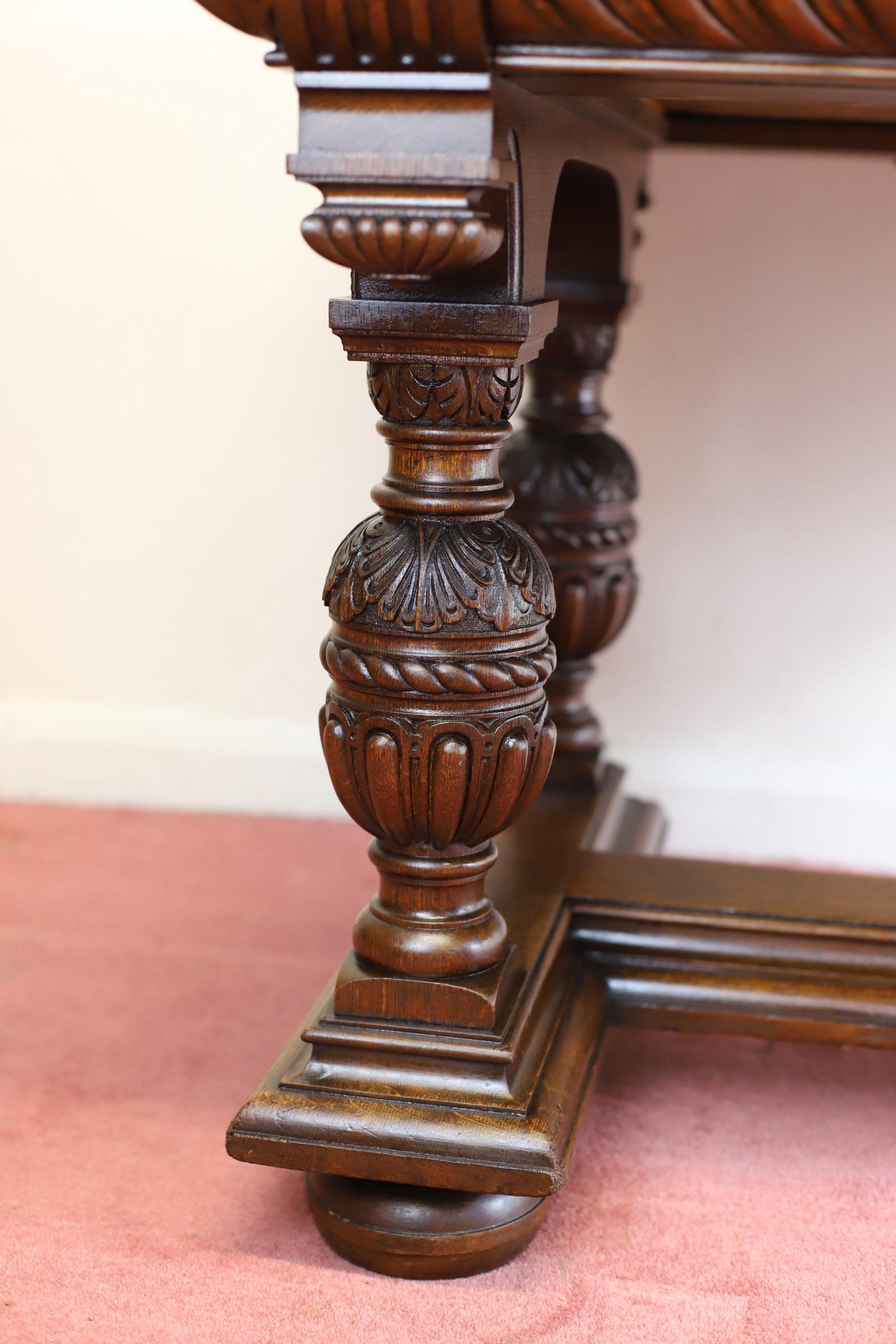 19th Century Gillows Of Lancaster Superb  Victorian Carved Oak Library Table For Sale
