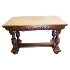 Gillows Of Lancaster Superb  Victorian Carved Oak Library Table