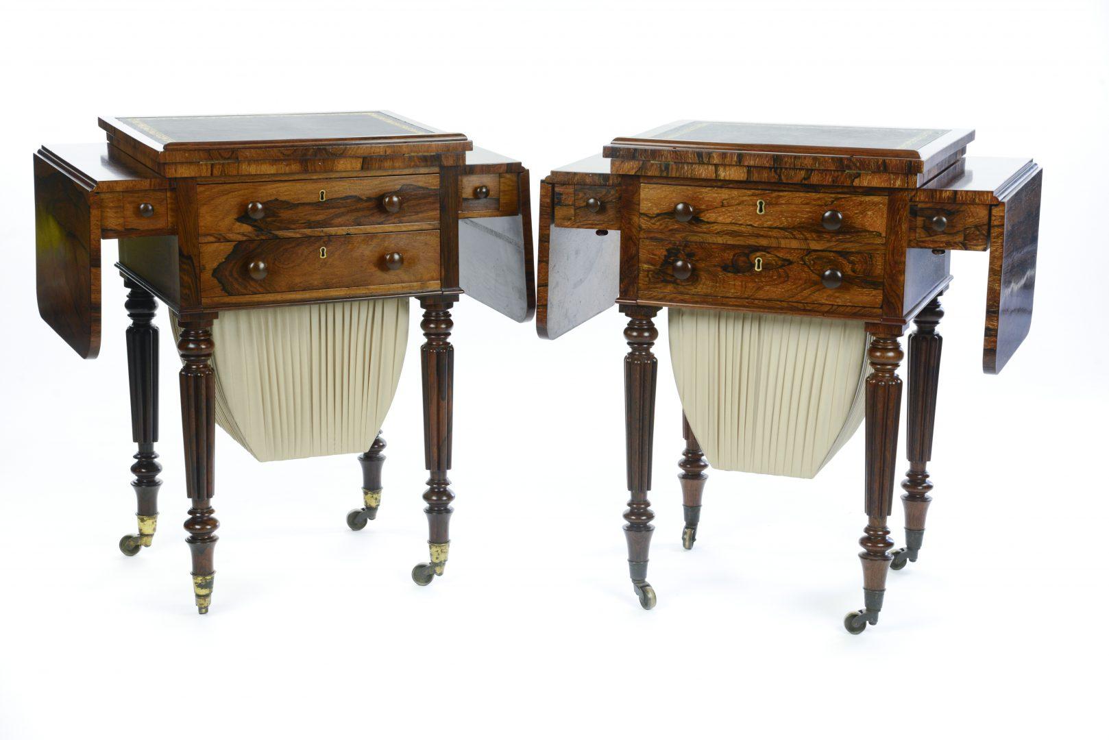 Gillows of London and Lancaster a Matched Pair of Rosewood Worktables In Good Condition In Northwich, GB