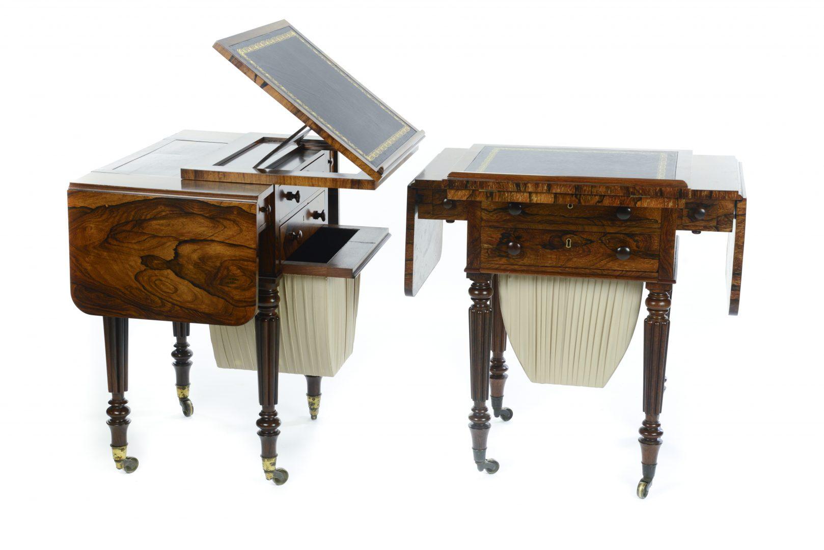 British Gillows of London and Lancaster a Matched Pair of Rosewood Worktables