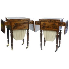 Antique Gillows of London and Lancaster a Matched Pair of Rosewood Worktables