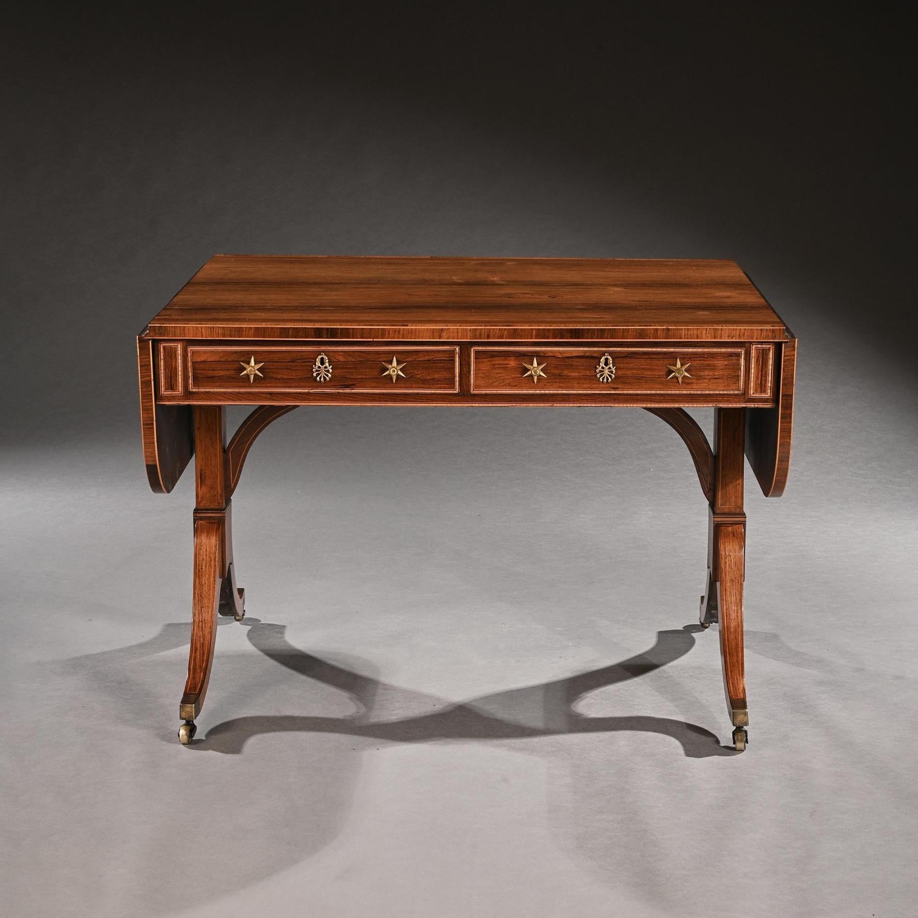 English Gillows Regency Rosewood And Casuarina Sofa Table With John Mclean