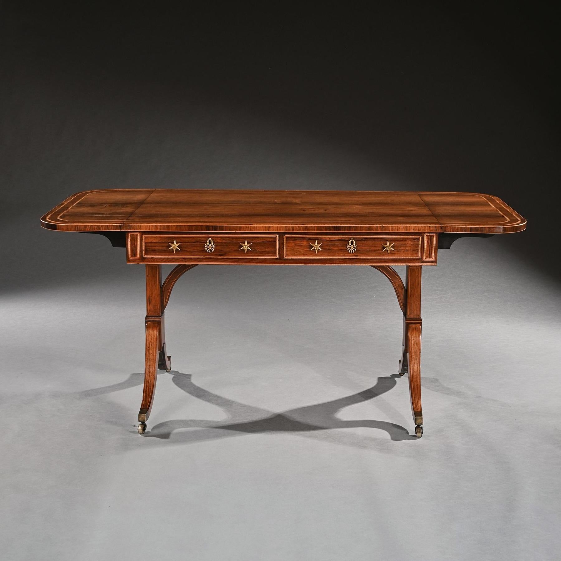 Early 19th Century Gillows Regency Rosewood And Casuarina Sofa Table With John Mclean