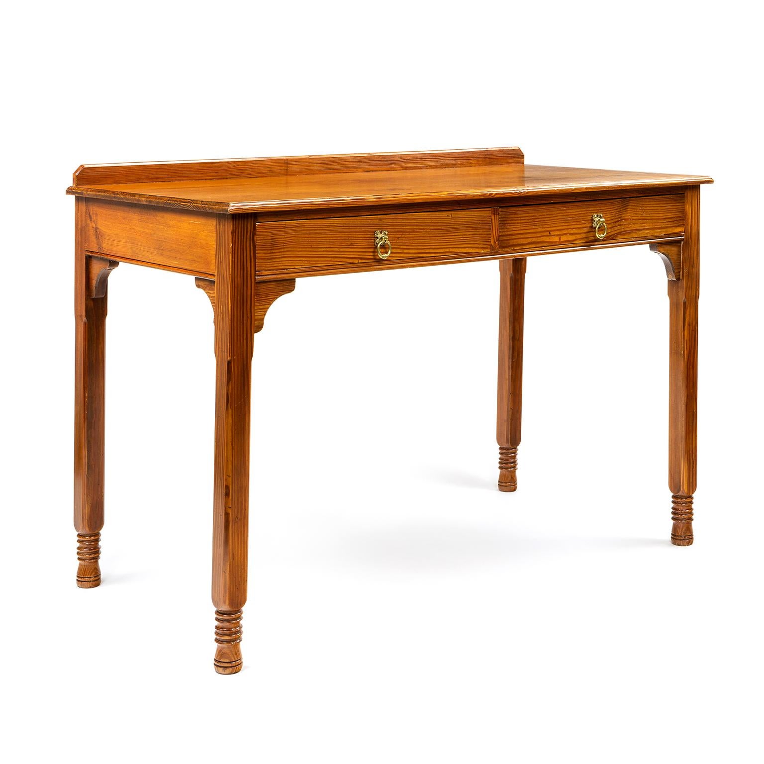 Gillows late 19th C pine side or hall table, it has two draws and is signed Gillow Lancaster.

Gillows of Lancaster and London, also known as Gillow & Co., was an English furniture making firm based in Lancaster, Lancashire, and in London. It was