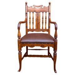 Antique Gillows Victorian Oak Desk Chair attributed to Bruce James Talbert