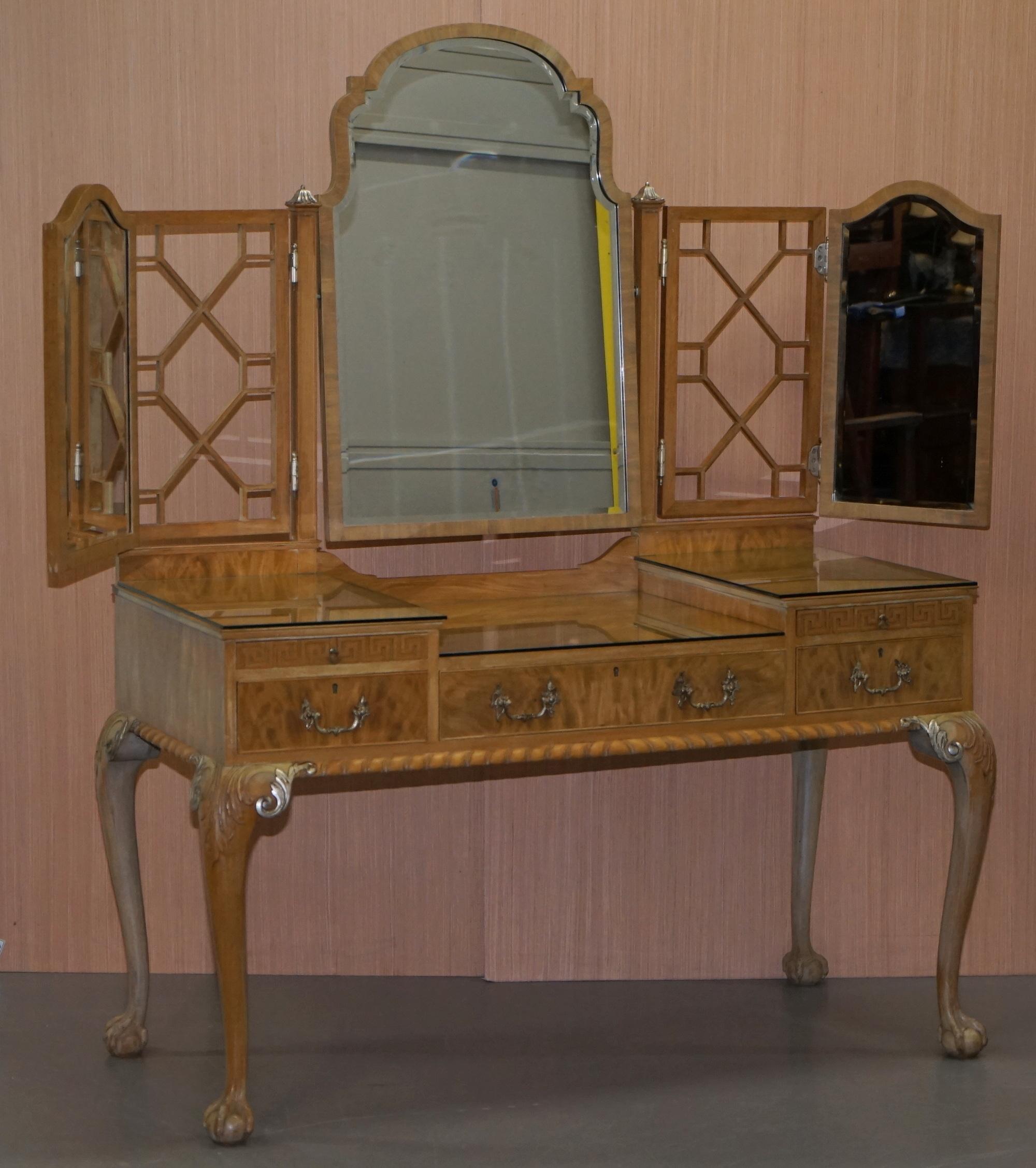 Gillows Vintage Dressing Table & Stool Ornate Claw & Ball Feet Part of Suite 5