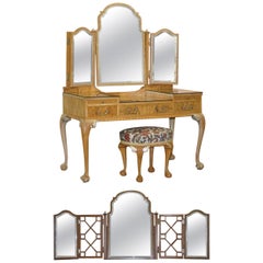 Gillows Vintage Dressing Table & Stool Ornate Claw & Ball Feet Part of Suite