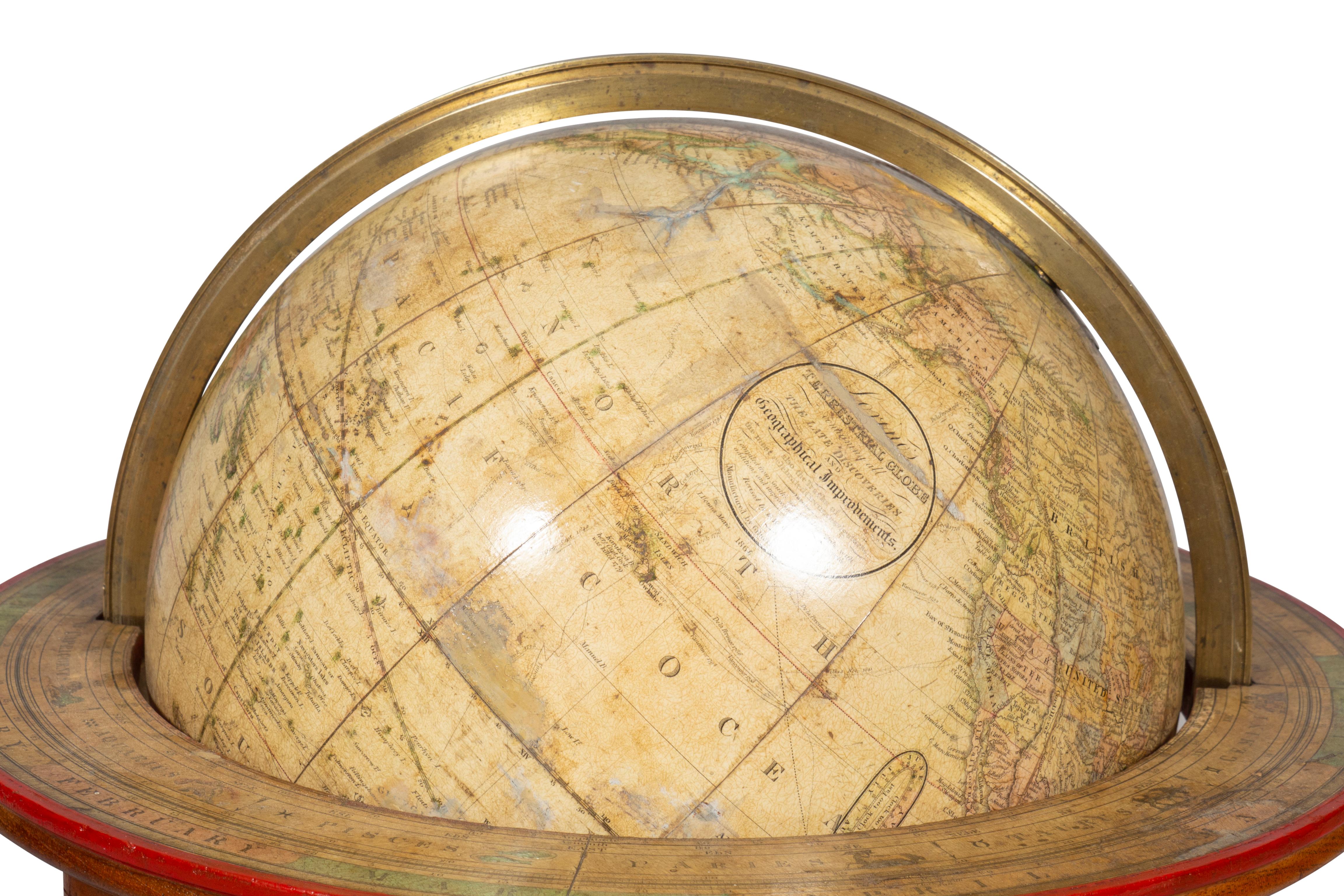Brass Gilman Joslin Terrestrial Table Globe