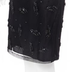 GILMAR black sequins bead embellished mesh layered knee length skirt IT38 25"