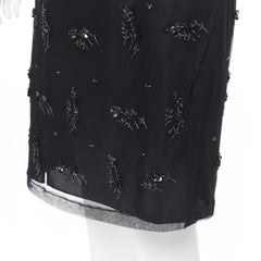 GILMAR black sequins bead embellished mesh layered knee length skirt IT38 25"