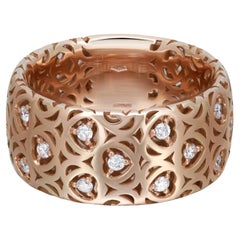Giloro Diamond Cut Out Wide Band Ring 18K Rose Gold 0.20Cttw Size 6.5