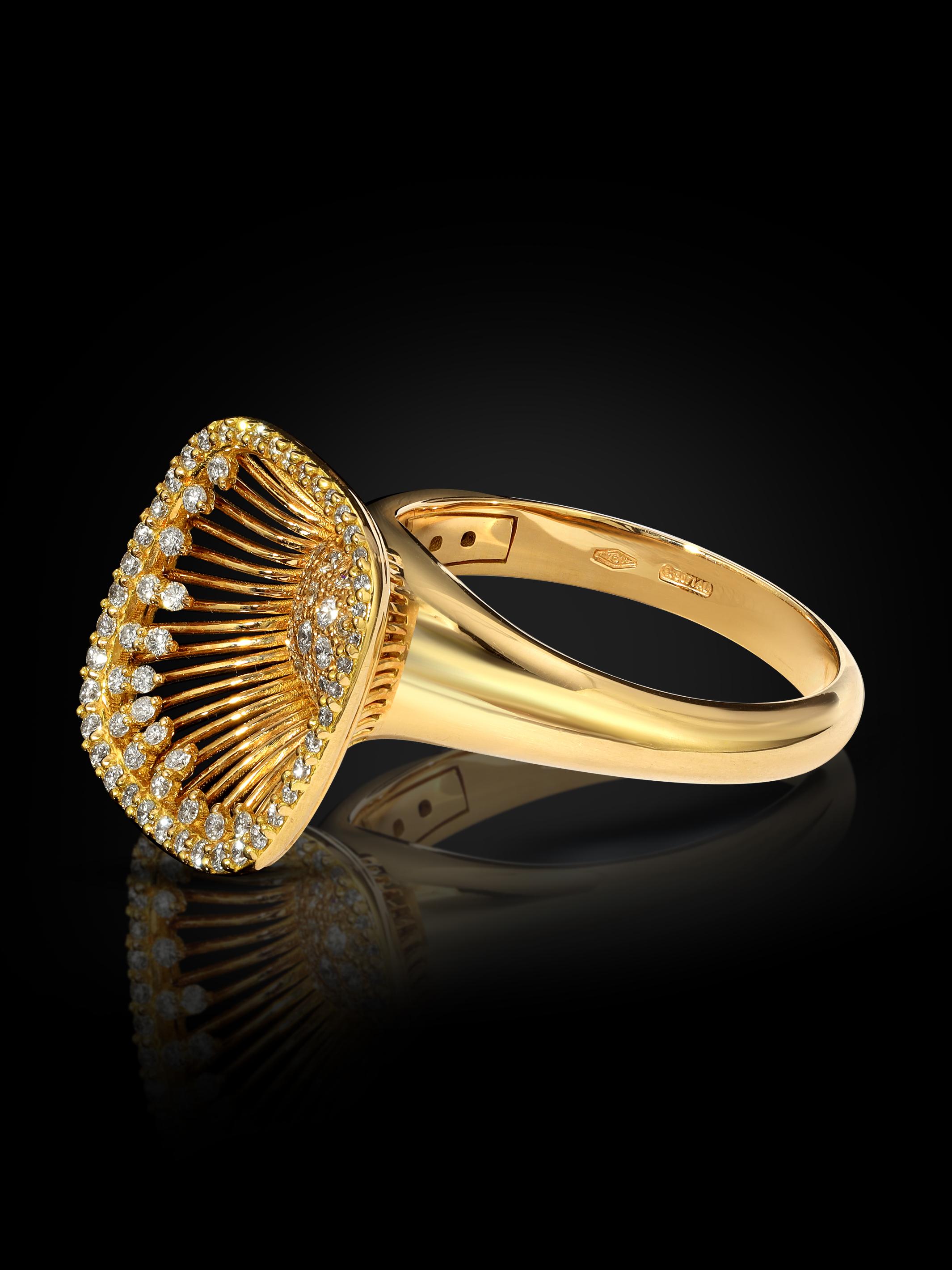 Giloro Fan Ring 18k Gold and Diamond Ring In New Condition For Sale In Mission Viejo, CA