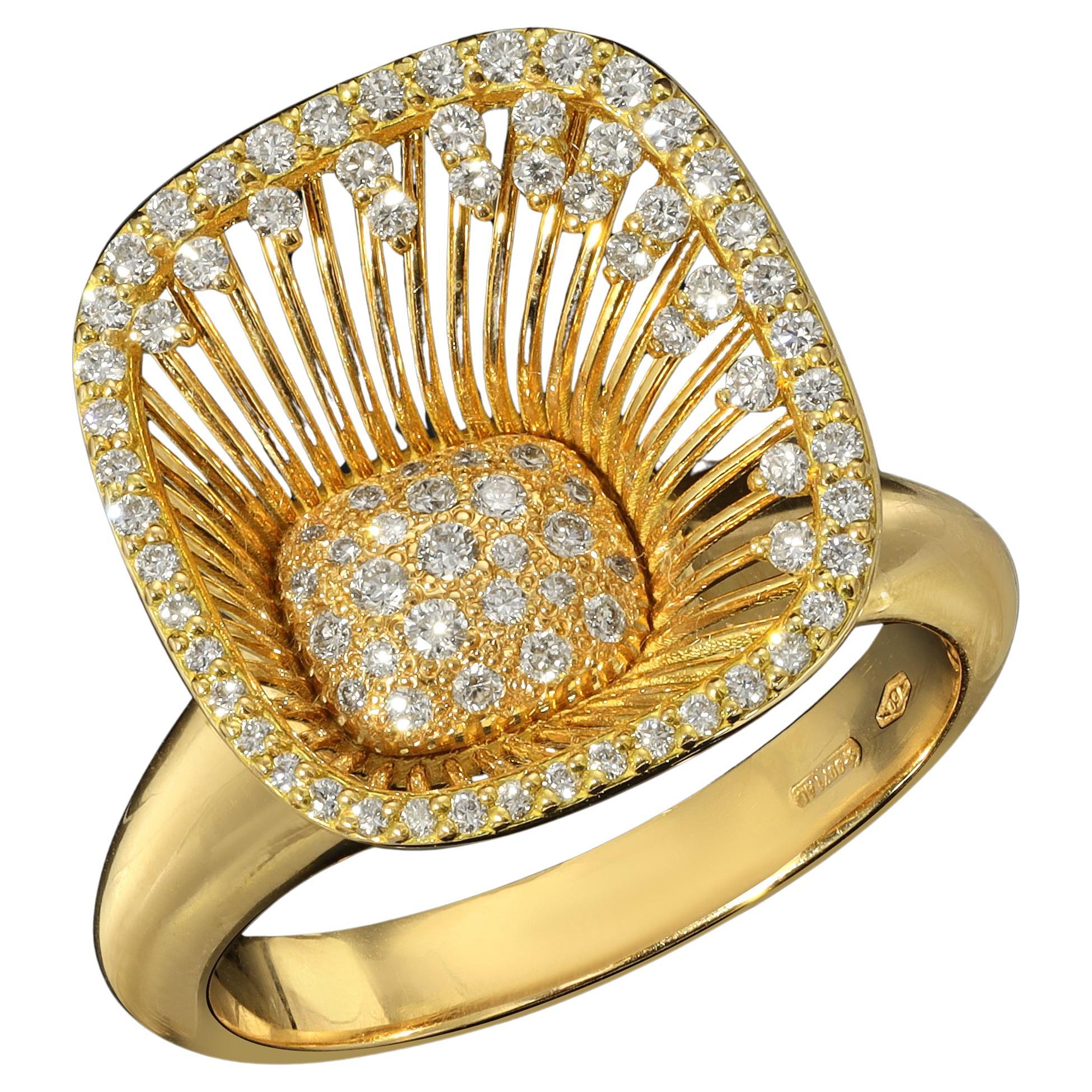 Giloro Fan Ring 18k Gold and Diamond Ring For Sale