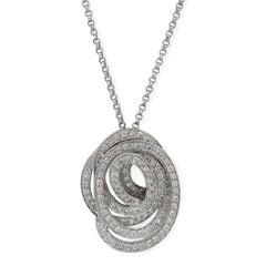 Giloro Collar Colgante Espiral Diamante Corte Redondo Oro Blanco 18K 1.25Cttw