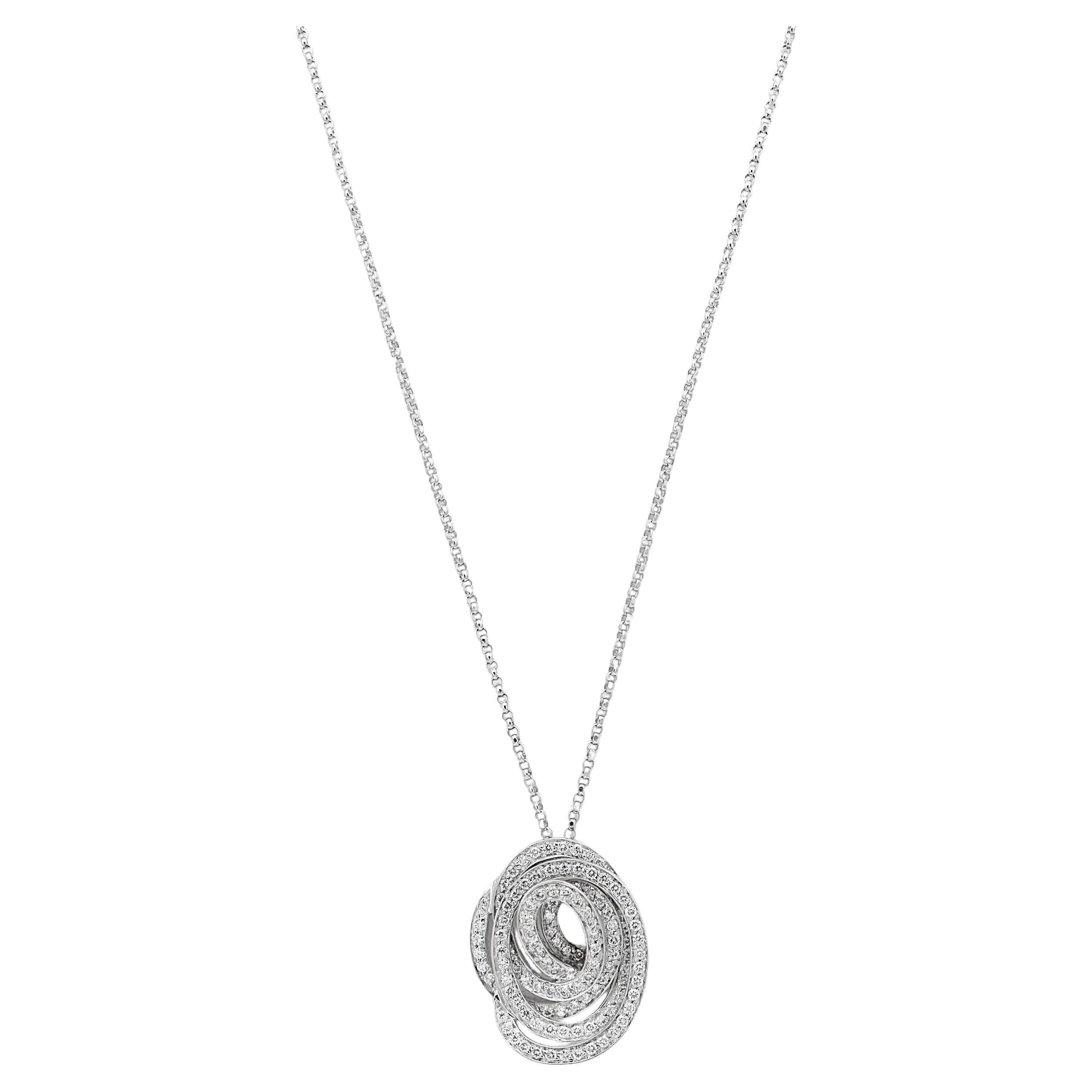 Giloro Collar Colgante Espiral Diamante Corte Redondo Oro Blanco 18K 1.25Cttw