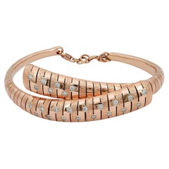Giloro Round Diamond Spiral Bangle Bracelet 18K Rose Gold 0.44Ctw