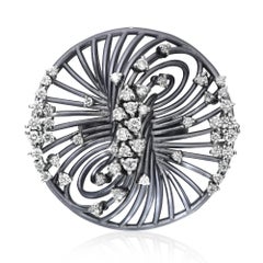 Giloro Round Diamond Wire Cocktail Ring 18K Coated White Gold 0.59 Cttw Size 7