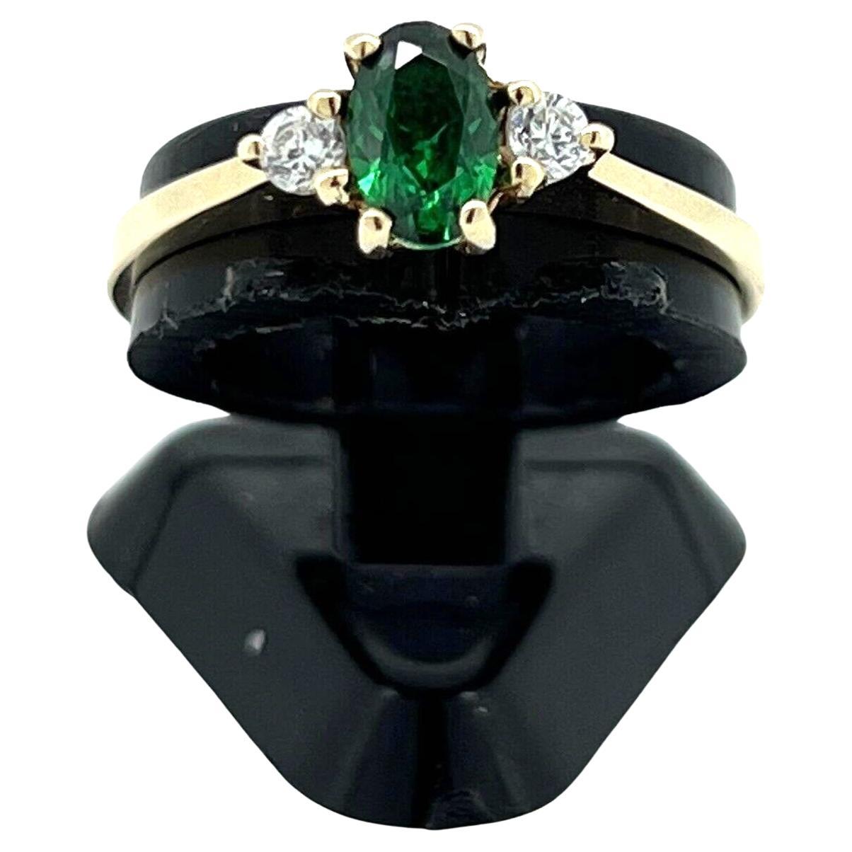 Gilson Esmeralda (piedra de nacimiento de mayo) y Diamante Anillo de Oro Amarillo de 9 K