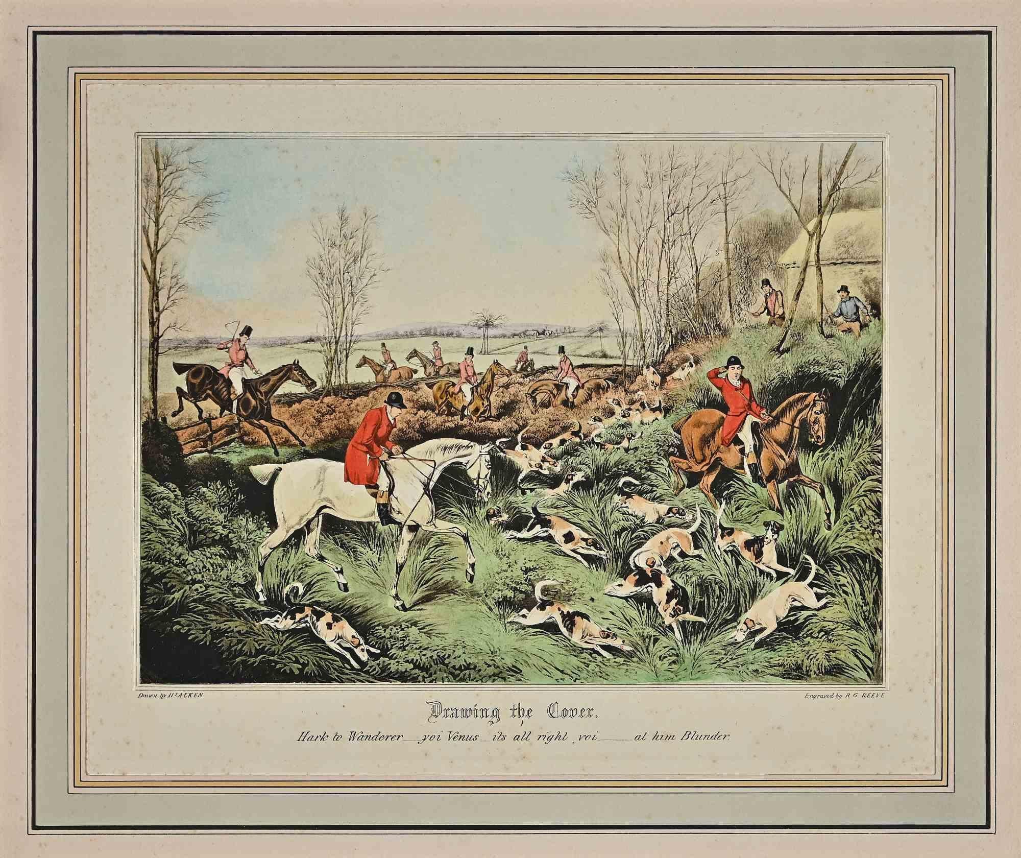 Hunting -  Lithograph by Gilson Reeve - Late 19th century