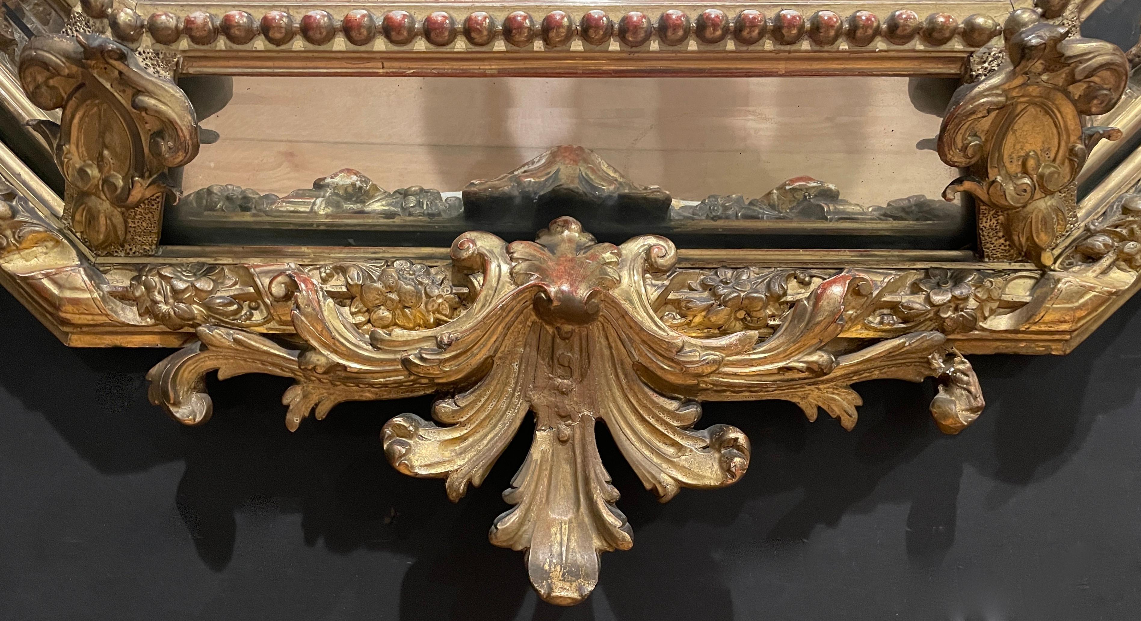 French Gilt 19th Century Marginal Octangular Mirror