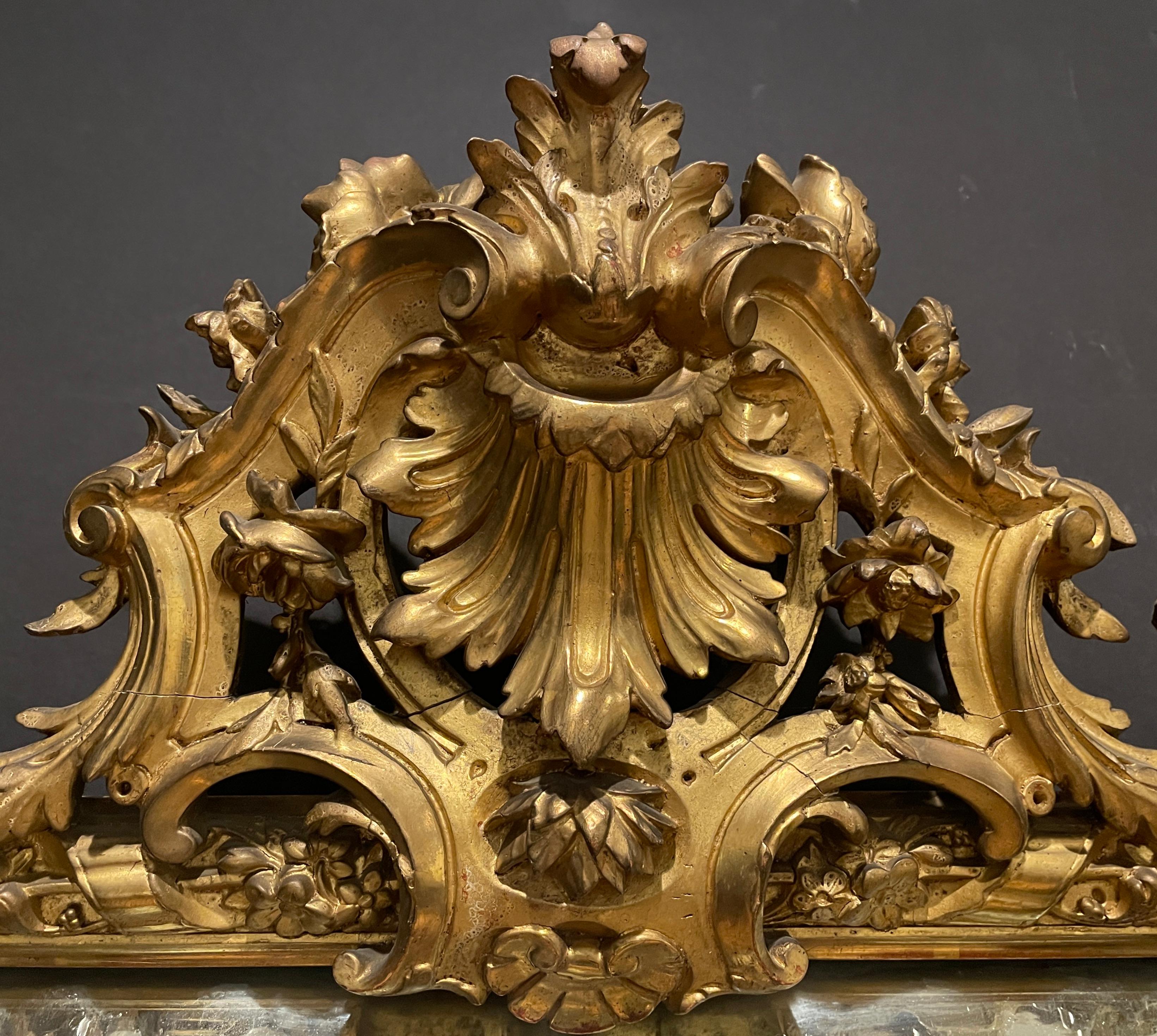 Carved Gilt 19th Century Marginal Octangular Mirror