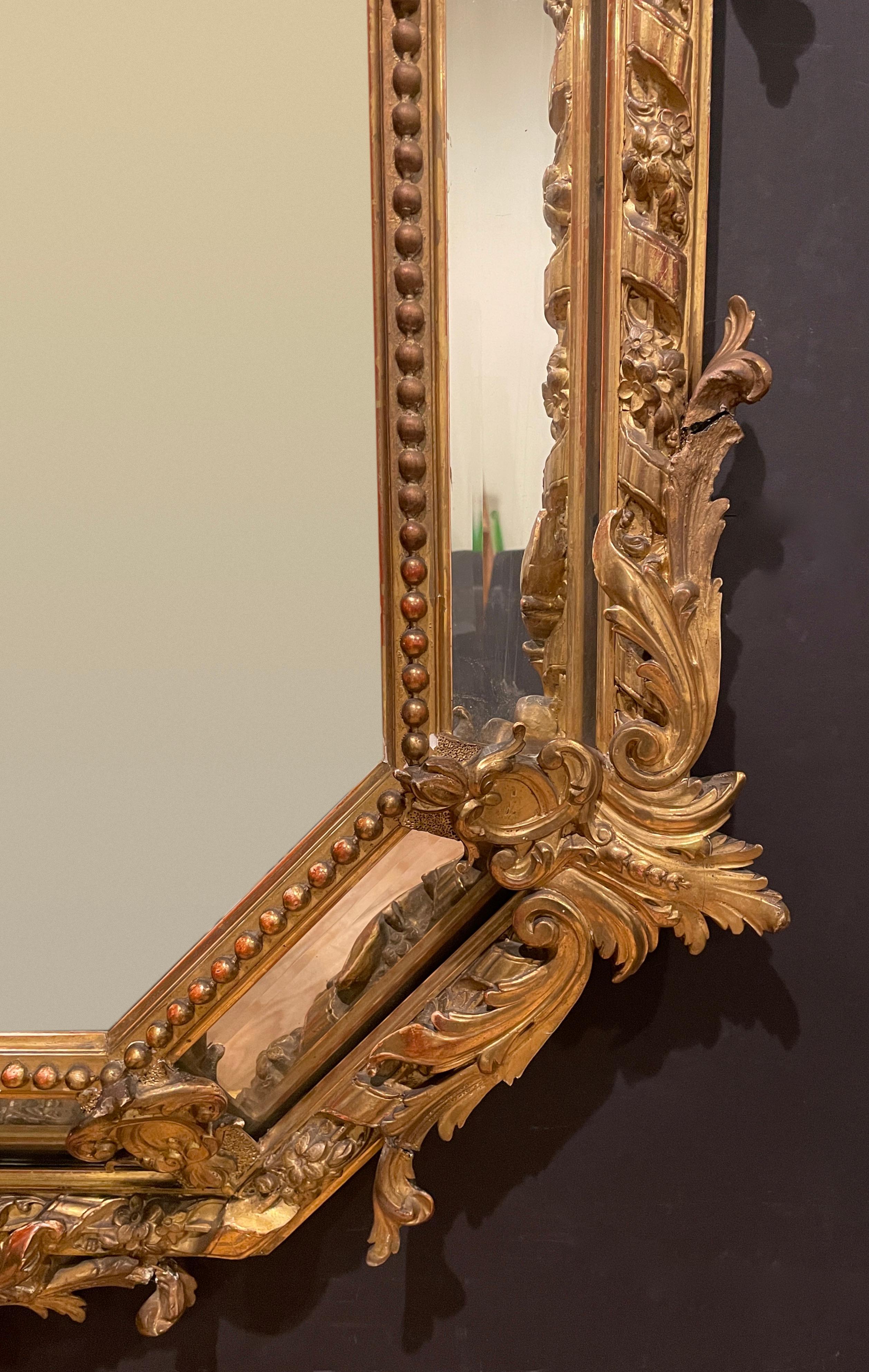 Gesso Gilt 19th Century Marginal Octangular Mirror For Sale