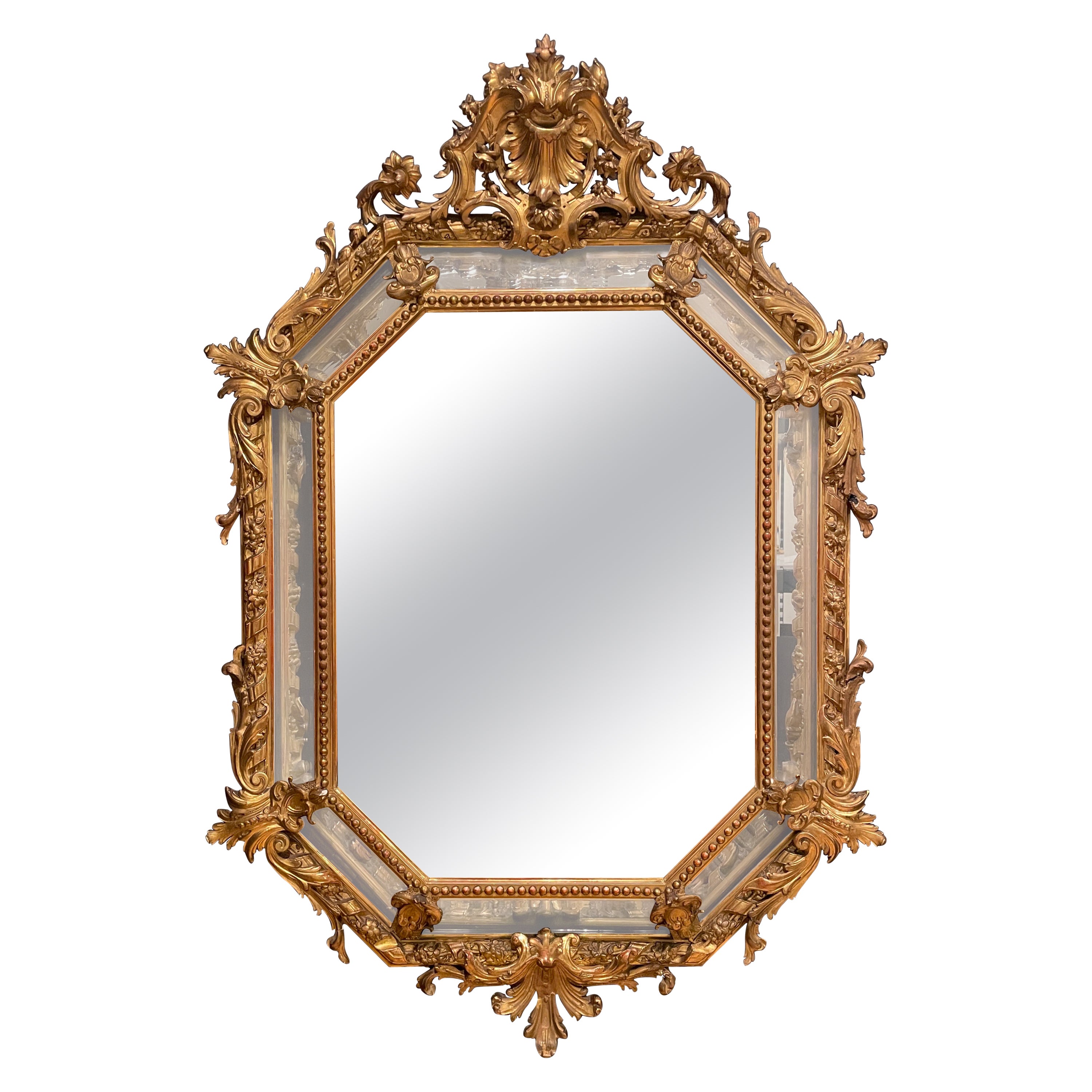 Gilt 19th Century Marginal Octangular Mirror