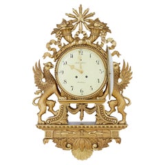 Horloge murale suédoise dorée du 19e siècle par Engstrom