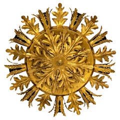 Vergoldete Acanthus-Blätter 9 Light Tole Hollywood Regency Flush Mount, Banci Italien