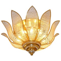 Lustre à 10 lumières Bakalowits Sunburst Hollywood Regency en cristal acrylique doré