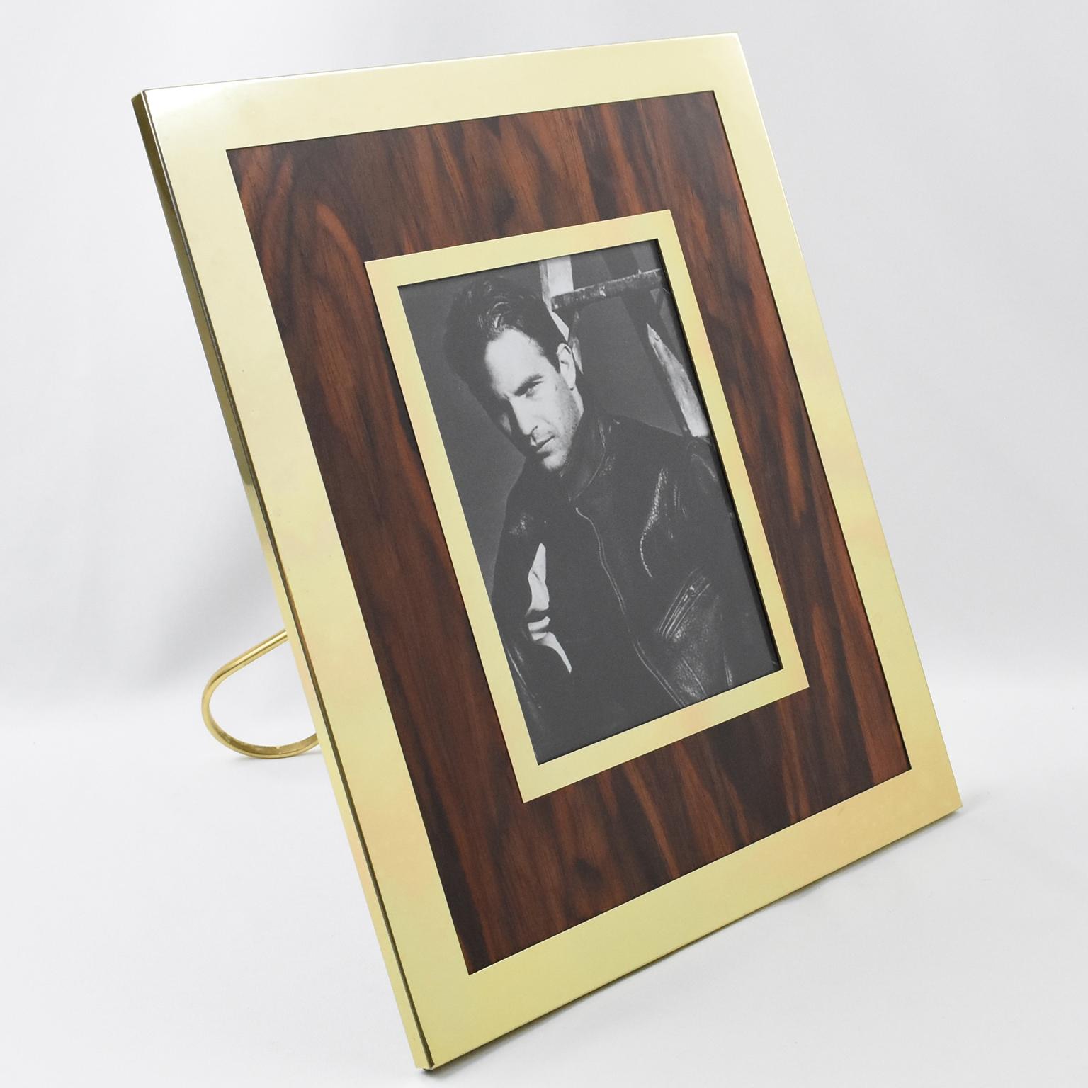 Mid-Century Modern Gilt Aluminum and Formica Wood Picture Frame by Mascagni Italy, 1970s