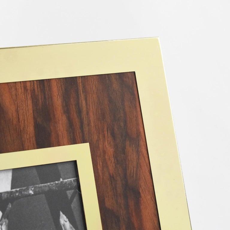 Gilt Aluminum and Formica Wood Picture Frame by Mascagni Italy, 1970s ...
