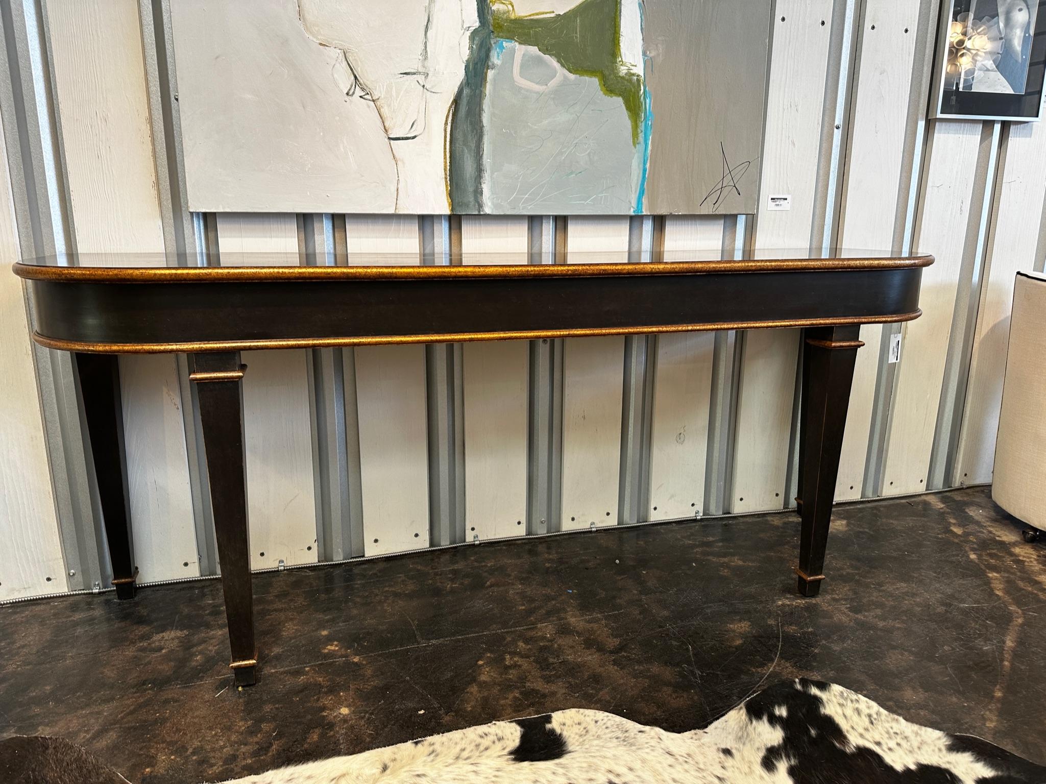 Hepplewhite Gilt and Black Lacquer Bespoke Console by Carrocel For Sale