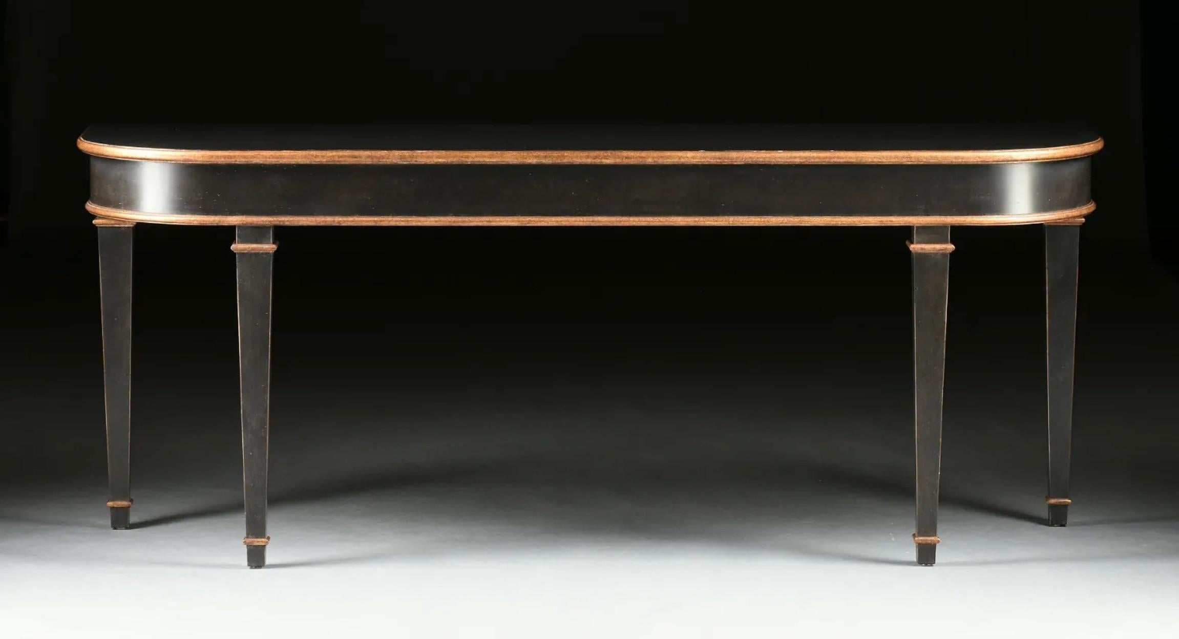 Gilt and Black Lacquer Bespoke Console by Carrocel In Good Condition For Sale In Wichita, KS