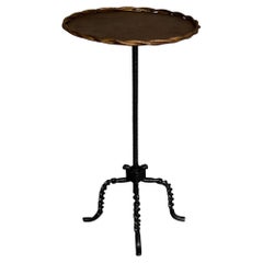 Vintage Gilt and Black Metal Drinks Table with Twisted Legs